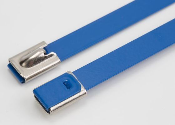 中国 ジッパーのタイを締めている青い色のエポキシによって塗られるステンレス鋼ケーブルのタイの自己 サプライヤー